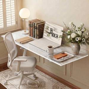 lot 6251 image: $64 GOYLSER Wall Mounted Folding Table 47x20.5, White Marble