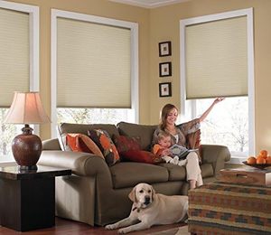 lot 6299 image: $82 Custom Cordless Cellular Shades, 34W x 48H, Ivory Beige