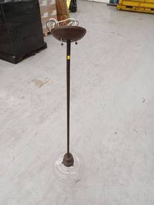 lot 14774 image: Pendant Drop Light with Clear Glass Globe Shade, Approximately 49in Tall