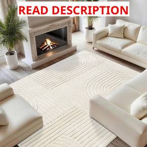 lot 920 image: $130 8x12 Extra Large Solid Color Area Rugs   Washable Living Room Rug, Durable Non-Slip Indoor Carpet with Soft High-Low Pile, Fluffy Floor Rugs for Bedroom, Kids Room, Nursery, Home D cor, Beige
