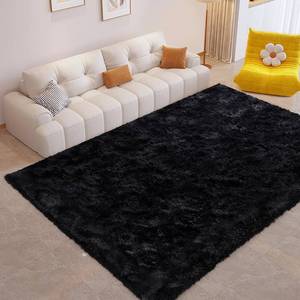lot 923 image: FinRe c Soft Black Area Rugs for Bedroom Living Room, 4x6 Feet Modern Indoor Fluffy Shaggy Rug, Non-Slip Fuzzy Furry Rug for Nursery Kids Room Dorm Room Home Decor, High Pile Plush Floor Carpet