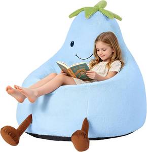 lot 924 image: 2FT Memory Foam Bean Bag Chair - Ultra Soft Faux Rabbit Fur Round Sofa with Handle & Machine Washable Cover, Comfy Lazy Chair for Kids Teens, Perfect for Reading Gaming in Living Room Bedroom, Blue