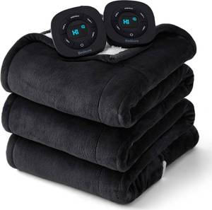 lot 933 image: $101 Bedsure Electric Blanket King Size - Dual Control Heated Blanket King Size, Fast Heating with 10 Time Settings & 10 Heat Settings, Warm Gift for Grandma (100x90 inches, Black)