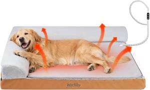 lot 938 image: Heated Dog Bed Large Sized Dog, Heated Pet Bed for Large Dogs, Waterproof Couch Memory Foam Dog Sofa Bed with Pet Heating Pad - 35x27.95x6.3in