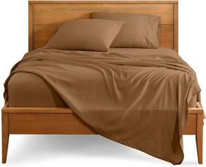 lot 1312 image: Bare Home Twin Sheet Set - 1800 Ultra-Soft Microfiber Twin Bed Sheets - Double Brushed - Deep Pockets - Easy Fit - 3 Piece Set - Bedding Sheets & Pillowcases (Twin, Caramel)