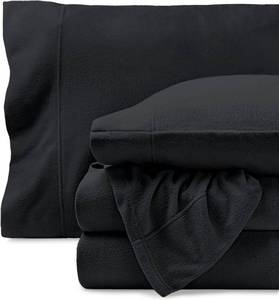 lot 1314 image: Bare Home Super Soft Fleece Sheet Set - King Size - Extra Plush Polar Fleece, No-Pilling Bed Sheets - All Season Cozy Warmth (King, Black)
