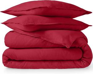 lot 1323 image: Bare Home Flannel Duvet Cover Set - Full - 100% Cotton, Velvety Soft Heavyweight Premium Flannel, Double Brushed - Includes Sham Pillow Covers (Full, Red)