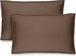 lot 1330 image: Bare Home Standard Pillow Sham Covers - Set of 2 - Premium 1800 Ultra-Soft Microfiber - Double Brushed - Stain & Fade Resistant - Bed Pillow Shams - Pillows Not Included (Set of 2, Cocoa)
