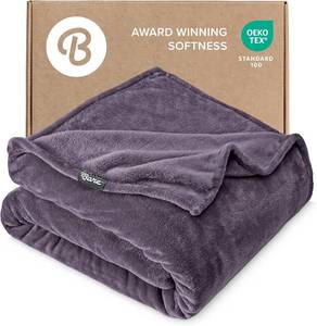 lot 1342 image: Bare Home Fleece Blanket - King Size - Ultra-Soft Lightweight for Bed, Sofa, and Couch - Luxury Microplush - Cozy Warm Blanket (King, Eggplant)