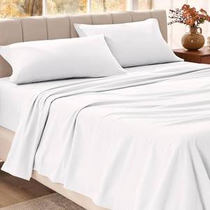 lot 1344 image: Bare Home Organic Cotton Flannel Sheet Set - Queen Size - 100% Cotton - Double Brushed for Extra Softness & Comfort - Warm, Cozy, and Durable - Breathable - Bed Sheets (Queen, White)