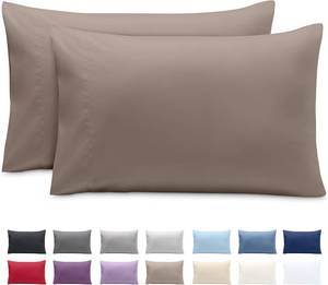 lot 1347 image: Bare Home Microfiber Pillow Cases - King 20x36 - Cooling Pillowcases - Double Brushed - Easy Care - Envelope Closure (King Pillowcase Set of 2, Taupe)