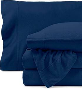 lot 1359 image: Bare Home Super Soft Fleece Sheet Set - Cal King Size - Extra Plush Polar Fleece, No-Pilling Bed Sheets - All Season Cozy Warmth (California King, Dark Blue)