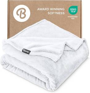 lot 1372 image: Bare Home Fleece Blanket - FullQueen - Ultra-Soft Lightweight for Bed, Sofa, and Couch - Luxury Microplush - Cozy Warm Blanket (FullQueen, White)