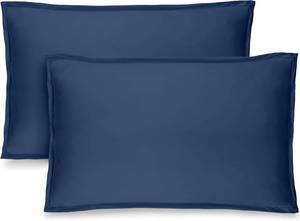 lot 1384 image: Bare Home Standard Pillow Sham Covers - Set of 2 - Premium 1800 Ultra-Soft Microfiber - Double Brushed - Stain & Fade Resistant - Bed Pillow Shams - Pillows Not Included (Set of 2, Dark Blue)