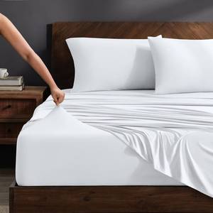 lot 1385 image: Bare Home Cooling Performance Jersey Knit Stretch Sheet Set, Moisture-Wicking & Breathable, 4-Way Stretch Bed Sheets, Envelope Pillowcases (Twin XL, White)
