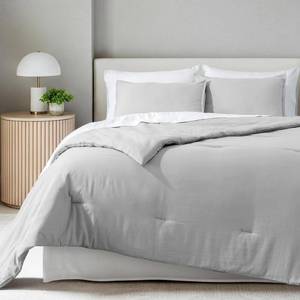 lot 1386 image: Bare Home Comforter Set - Full Size - Ultra-Soft - Goose Down Alternative - Premium 1800 Series - All Season Warmth Comforter (Full, Cloud Grey)