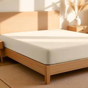 lot 1389 image: Bare Home 100% Organic Cotton Full Fitted Sheet - Crisp Percale Weave - Lightweight & Breathable - Deep Pocket Fitted Sheet (Full, Sand)