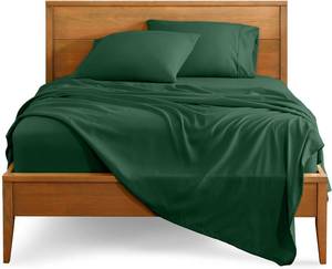 lot 1391 image: Bare Home Split King Sheet Set - 1800 Ultra-Soft Microfiber Bed Sheets - Double Brushed - Deep Pockets - Easy Fit - 5 Piece Set - Bedding Sheets & Pillowcases (Split King, Forest Green)