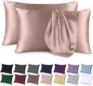 lot 1398 image: Bare Home Satin Pillowcases for Hair and Skin - 2 Pack Standard (20x26) - Luxury Pillowcases - Envelope Enclosure - Soft and Smooth Satin - Breathable - Similar to Silk (Blush, 2 Pack)