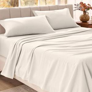 lot 1409 image: Bare Home Organic Cotton Flannel Sheet Set - Queen Size - 100% Cotton - Double Brushed for Extra Softness & Comfort - Warm, Cozy, and Durable - Breathable - Bed Sheets (Queen, Cream)