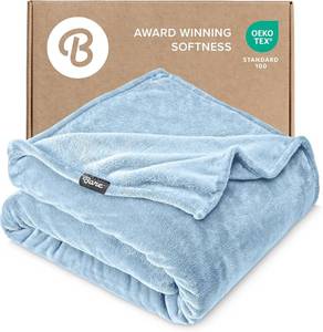 lot 1423 image: Bare Home Fleece Blanket - FullQueen - Ultra-Soft Lightweight for Bed, Sofa, and Couch - Luxury Microplush - Cozy Warm Blanket (FullQueen, Light Blue)