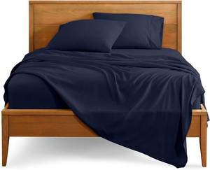 lot 1426 image: Bare Home Full XL Sheet Set - 1800 Ultra-Soft Microfiber Full Extra Long Bed Sheets - Double Brushed - Deep Pockets - Easy Fit - 4 Piece Set - Bedding Sheets & Pillowcases (Full XL, Midnight Blue)