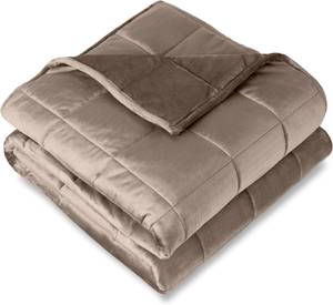 lot 1431 image: Bare Home Weighted Blanket Queen Size 17lb (60 x 80) for Adults - Minky Fleece - Premium Heavy Blanket Nontoxic Glass Beads (Taupe, 60x80)