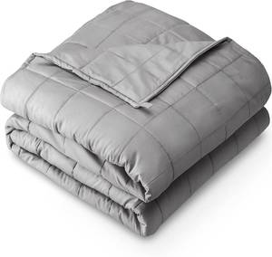 lot 1432 image: Bare Home Weighted Blanket All-Natural 100% Cotton with Nontoxic Glass Beads 60x80 17lbs, Light Grey