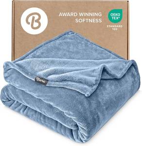 lot 1444 image: Bare Home Fleece Blanket - FullQueen - Ultra-Soft Lightweight for Bed, Sofa, and Couch - Luxury Microplush - Cozy Warm Blanket (FullQueen, Coronet Blue)