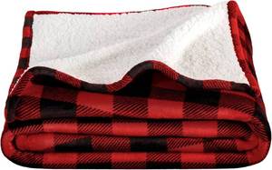 lot 1446 image: Bare Home Sherpa Fleece Blanket - TwinTwin Extra Long - Blanket for Bed, Sofa, and Couch - Warm & Lightweight - Fluffy & Soft - Reversible (TwinTwin XL, Buffalo Plaid - RedBlack)