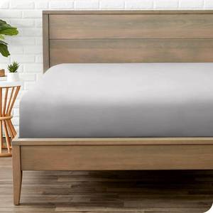 lot 1453 image: Bare Home Fitted Bottom Sheet Queen - Premium 1800 Microfiber - Ultra-Soft Wrinkle Free - Deep Pocket - Fitted Sheet (Queen, Light Grey)