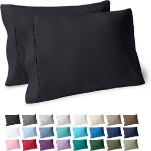 lot 1463 image: Bare Home Premium 1800 Ultra-Soft Microfiber Pillowcase Set - Double Brushed - Hypoallergenic - Wrinkle Resistant (Standard Pillowcase Set of 2, Black)