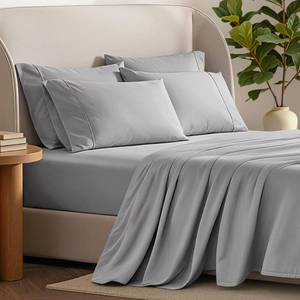 lot 1467 image: Bare Home Hotel Luxury Twin XL Sheet Set, Extra Soft - 4 Piece Set - Deep Pockets - Easy Fit - Cooling & Breathable - Wrinkle, Fade, Stain Resistant - Includes 2 Pillowcases (Twin XL, Light Grey)