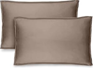 lot 1481 image: Bare Home Standard Pillow Sham Covers - Set of 2 - Premium 1800 Ultra-Soft Microfiber - Double Brushed - Stain & Fade Resistant - Bed Pillow Shams - Pillows Not Included (Set of 2, Taupe)