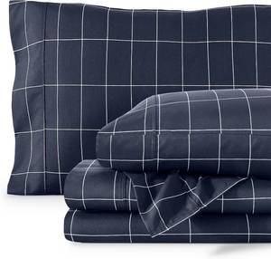 lot 1493 image: Bare Home Twin XL Sheet Set - College Dorm Size - Luxury 1800 Ultra- Soft Double Brushed Microfiber - Deep Pockets - Easy Fit - 3 Piece Bedding Sheet Set (Twin XL, Grid - MidnightWhite)