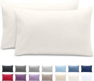 lot 1496 image: Bare Home Microfiber Pillow Cases - King 20x40 - Cooling Pillowcases - Double Brushed - Easy Care - Envelope Closure (King Pillowcase Set of 2, Cream)