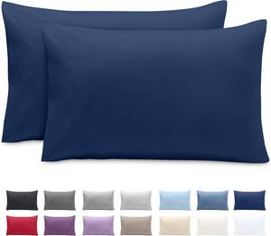 lot 1523 image: Bare Home Microfiber Pillow Cases - Queen Size Set of 2 - Cooling Pillowcases - Double Brushed - Easy Care - Envelope Closure (Queen Pillowcase Set of 2, Dark Blue)