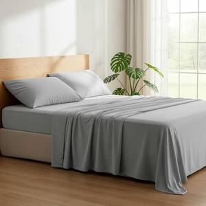 lot 1533 image: Mellanni King Sheets Set - 4 PC Iconic Collection Bedding - Hotel Luxury, Extra Soft, Cooling Bed Sheets - Wrinkle, Fade, Stain Resistant (King, Light Gray)
