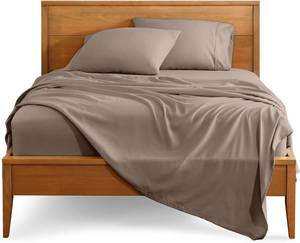 lot 1535 image: Bare Home Split Head Flex King Sheet Set - 1800 Ultra-Soft Microfiber Bed Sheets - Double Brushed - Deep Pockets - Easy Fit - 4 Piece Set - Bedding Sheets & Pillowcases (Taupe)