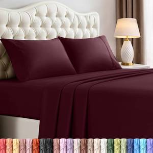 lot 1541 image: Utopia Bedding King Size Sheet Set   4 Piece Bed Sheets, Soft and Breathable Microfiber, Includes 1 Fitted Sheet, 1 Flat Sheet and 2 Pillowcases   Oeko Tex (Burgundy)
