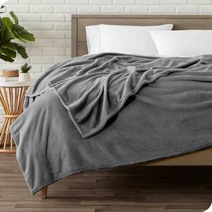 lot 1542 image: Bare Home Sandwashed Duvet Set with Microplush Fleece Blanket Bundle (Queen, Grey)