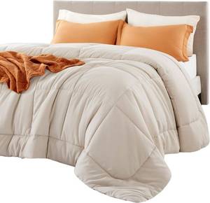 lot 1551 image: Bedsure Comforter Duvet Insert - Quilted Comforters Queen Size, All Season Duvet, GentleSoft Down Alternative Bedding, with 8 Tabs, Gifts for WomenMen, Linen, Queen 88 x 88 Inches