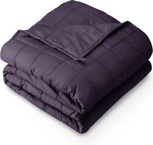 lot 1555 image: Bare Home Weighted Blanket Queen Size 20lb (60 x 80) for Adults - All-Natural 100% Cotton - Premium Heavy Blanket Nontoxic Glass Beads (Eggplant, 60x80)