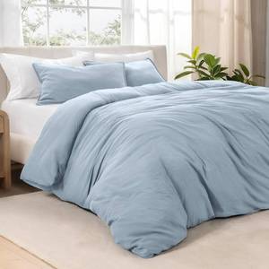 lot 1579 image: Bare Home Microfiber Duvet Cover Set - Ultra Soft Washed Microfiber - KingCalifornia King - Linen-Like Look - Easy Care - Breathable Fabric - Our Softest Duvet Cover Set (KingCal King, Dusty Blue)