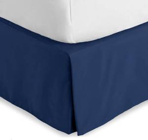 lot 1586 image: Bare Home California King Bed Skirt - 15-Inch Tailored Drop Easy Fit - Bed Skirt for Cal King Beds - Center & Corner Pleats (Cal King, Dark Blue)