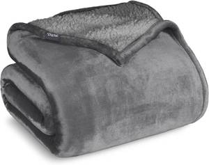lot 3000 image: Bare Home Sherpa Fleece Blanket - TwinTwin Extra Long - Blanket for Bed, Sofa, and Couch - Warm & Lightweight - Fluffy & Soft - Reversible (TwinTwin XL, Grey with Grey Sherpa)
