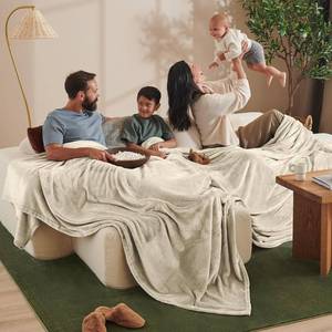 lot 3001 image: Bare Home Fleece Blanket - Giant Size - Ultra-Soft Lightweight for Bed, Sofa, and Couch - Luxury Microplush - Cozy Warm Blanket (Giant, Oyster)