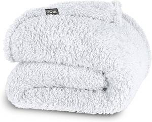 lot 3003 image: Bare Home Faux Shearling Blanket - FullQueen Size - Blanket for Bed, Sofa, Couch, Camping, Travel, and Gifts - Warm & Lightweight - Fluffy & Soft (FullQueen, Solid White)