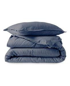 lot 3008 image: Bare Home Cotton Flannel TwinTwin XL Duvet Cover Set - Blue - TwinTwin XL