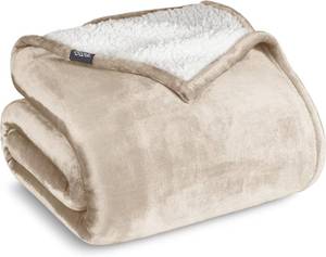 lot 3016 image: Bare Home Sherpa Fleece Blanket - TwinTwin Extra Long - Blanket for Bed, Sofa, and Couch - Warm & Lightweight - Fluffy & Soft - Reversible (TwinTwin XL, Oyster)